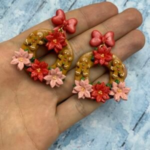 Lógós mézeskalács koszorú fülbevaló