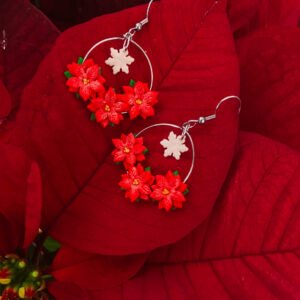 Lógós hópelyhes mikulásvirág fülbevaló