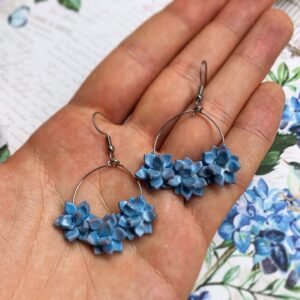 Kék Pozsga Kör –  Beakasztós Kézműves polymer clay fülbevaló
