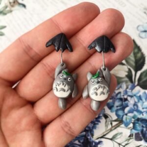 Kawaii animefigura esernyővel - lógós fülbevaló