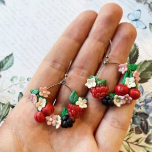 Erdeigyümölcsös meggyes gyümölcsöskert lógós fülbevaló