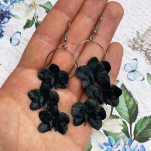 Elegáns fekete orchidea - lógós fülbevaló