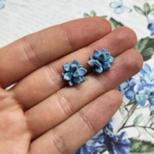 Kék pozsgás beszúrós fülbevaló