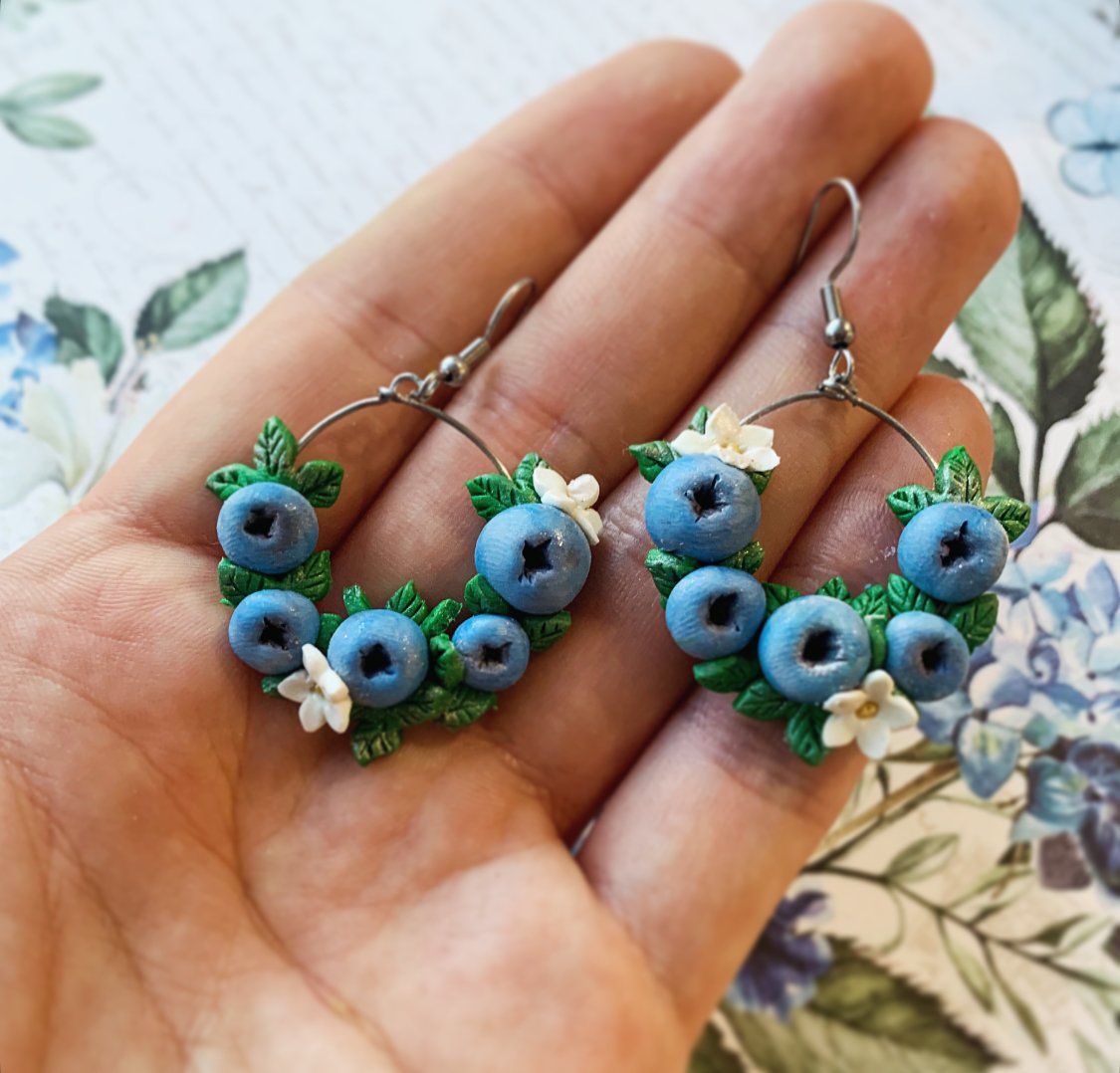 Áfonyás gyümölcsöskert lógós fülbevaló