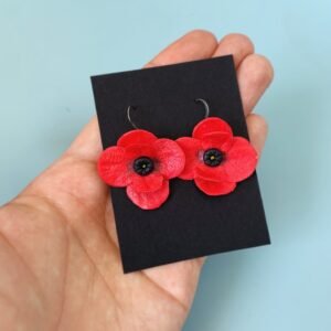 Pipacs – kézműves fülbevaló piros virággal