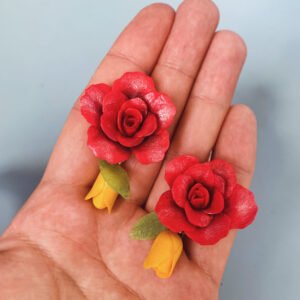 Romantikus rózsa & tulipán – kézzel készült fülbevaló