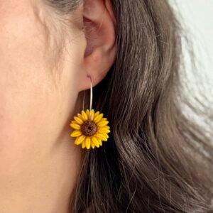 Kézműves Napraforgó Karika Fülbevaló - A Természet Lenyűgöző Szimbóluma