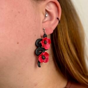 Pipacsos kígyó fülbevaló