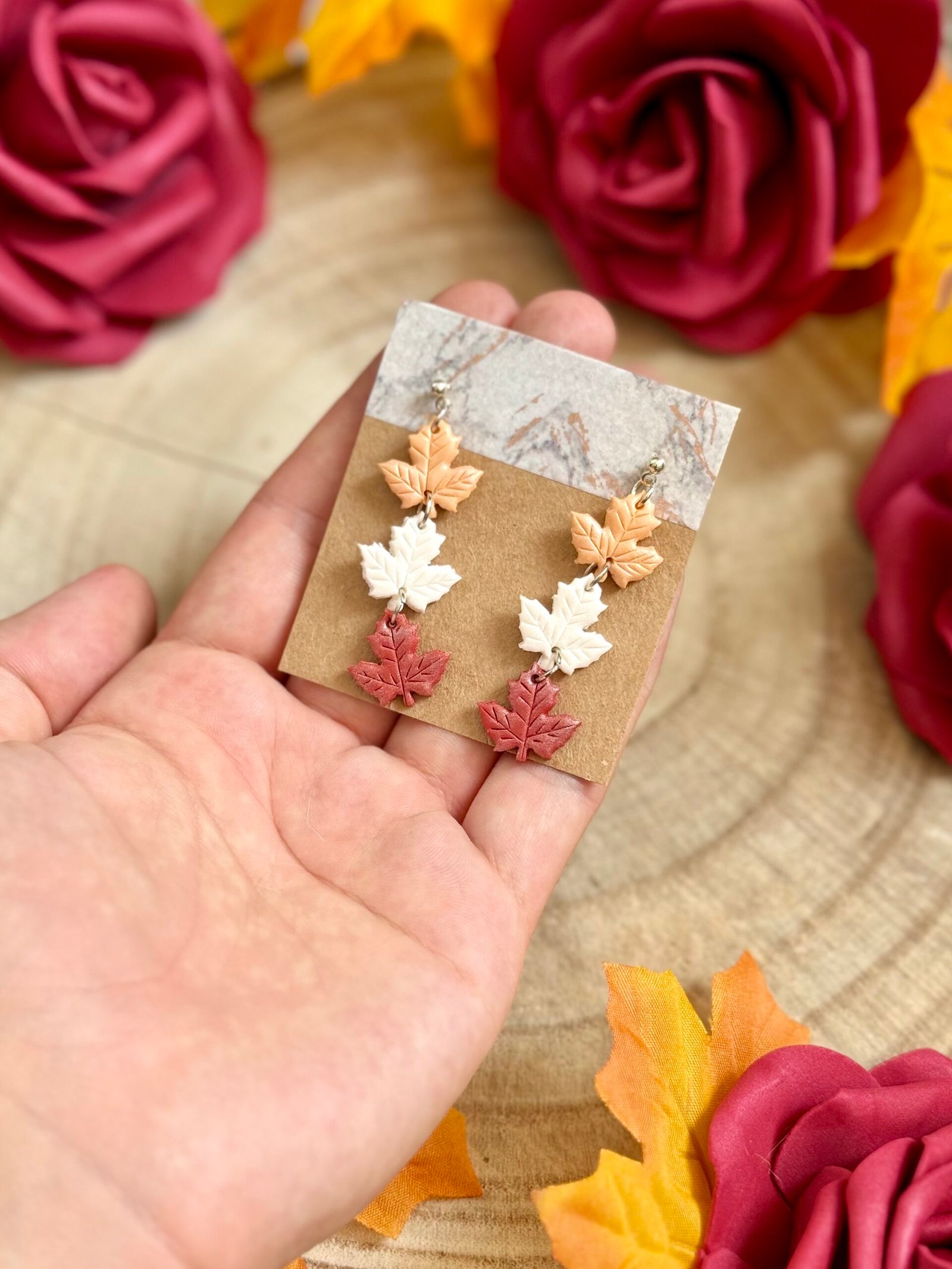 Őszi Triplalevél Fülbevaló