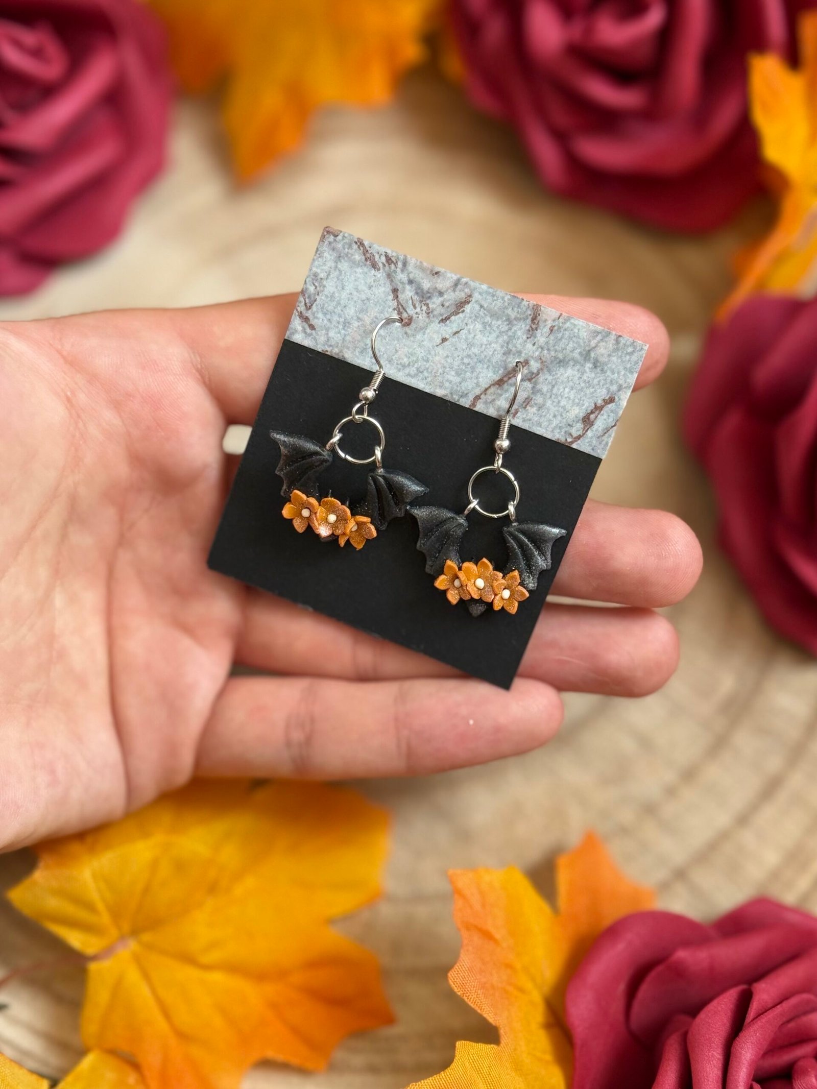 Virágos Denevéres Fülbevaló